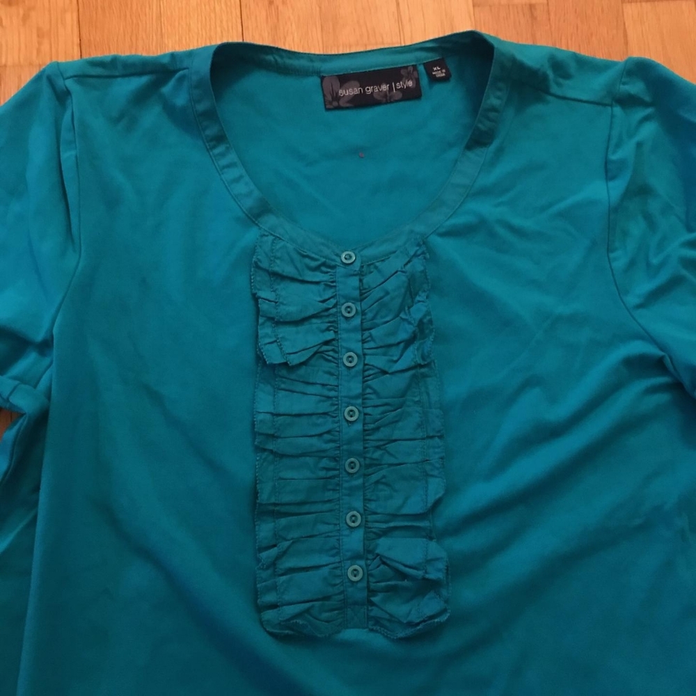Susan Graver ruffle shirt three quarter sleeve